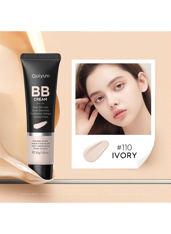 QUIYUM BB Cream Tinted Moisturizer, 9Colors Moisturizes & Conceals, Cover Blemishes & Pores, Even Skin Tone, Lighiweight Foundation Full Coverage Tinted Illuminator for All Skin, Oil-Free,#110 Ivory - Image 2